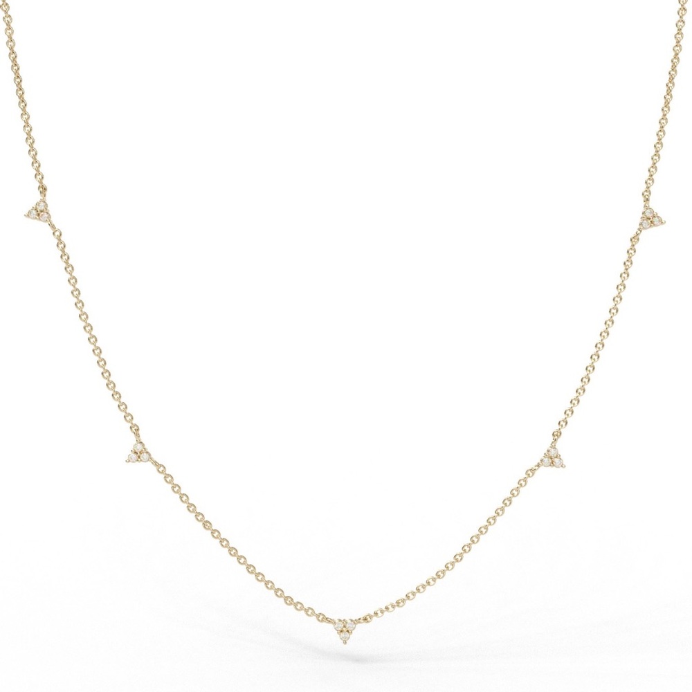 14k Rose Gold Trio Diamond Station Necklace